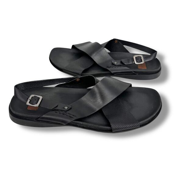 Gino Cherruti sandals men\'s 10 slingback cross strap black leather comfort main image 10